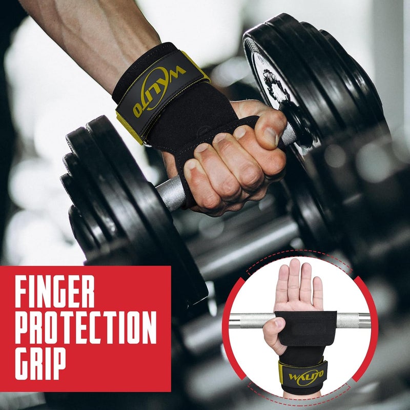 WALITO Weight Lifting Wrist Strap, Double Leather Weightlifting Wrist Straps for Gym Strength Training, Neoprene Padded Wrist Wraps - for Men & Women (Pair) - Image 4
